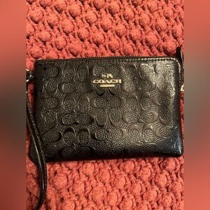 Coach Black Embossed Wristlet